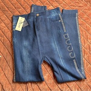 NWT Blue Embellished Leggings